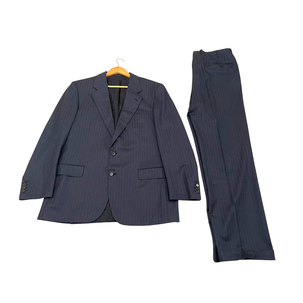 Brioni Palatino 100% Wool Pinstripe Suit 54R 36x32 Navy Blue Made in Italy READ